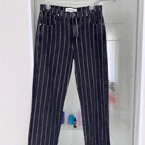 Reformation Black and White Striped Straight Leg Jeans size 29